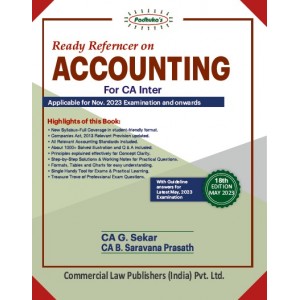 Padhuka's Ready Referencer on Accounting for CA Inter November 2023 Exam [New Syllabus] by CA. G. Sekar, CA. B. Saravana Prasath | Commercial Law Publisher